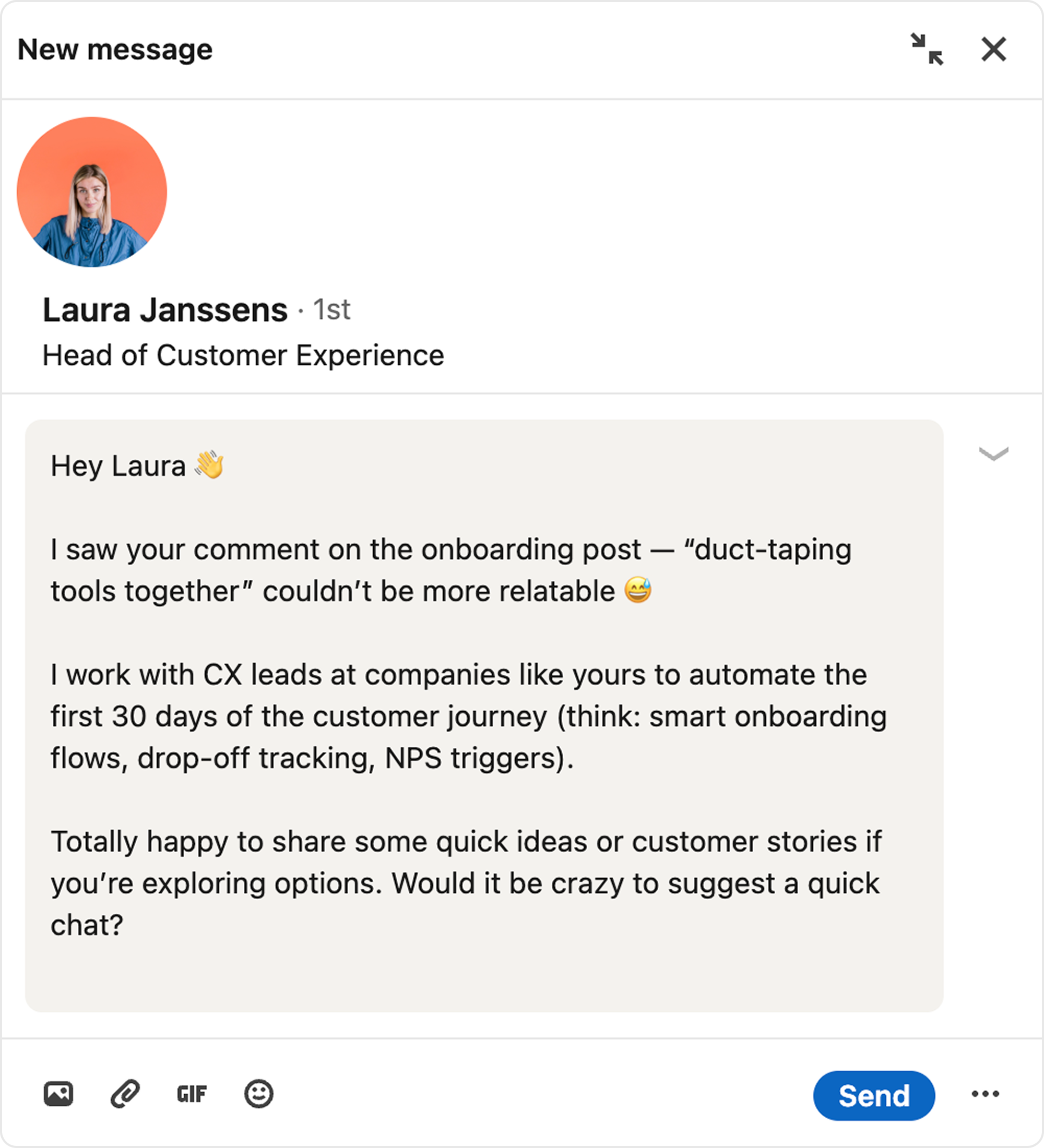 AI-generated personalized LinkedIn message